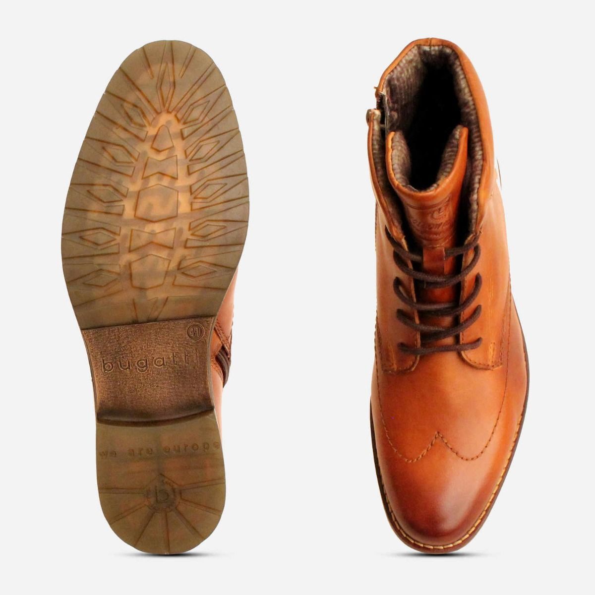 Bugatti Light Brown Wingtip Mens Side Zip Designer Boots eBay