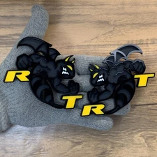 Hornet Badges Emblem Yellow Eye Alpha Bat Wings Horns Letters Fender Angry Black