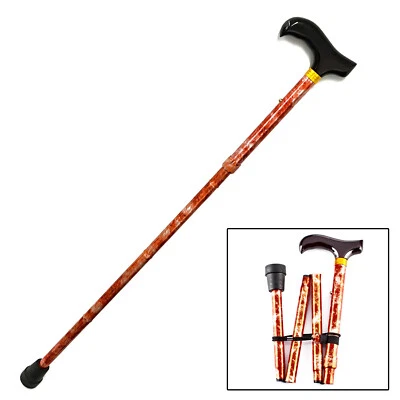 Gehstock Faltbar Aluminium Höhenverstellbar 81-92 cm Spazierstock Holzdesign - Bild 1 von 3