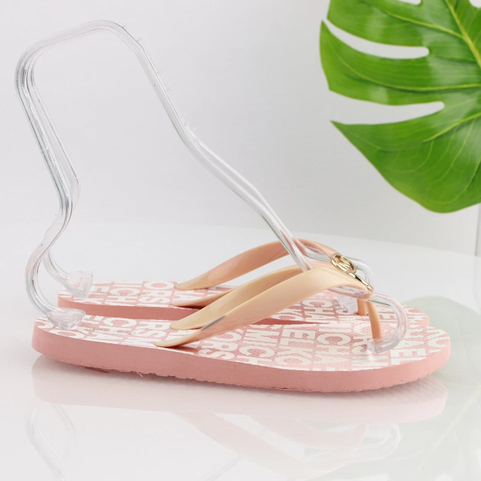 Sandália Michael Kors Feminina MK Jet Set Tamanho 8 Coral Laranja Tanga Flip Flop Slide - Imagem 4 de 4