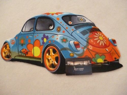 Rare Vintage new colourful Bruce Starke volkswagen doormat, W 79cms, Ht 43cms