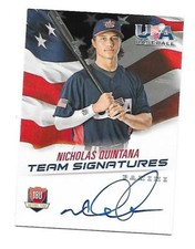 2015 USA Baseball On Card Auto RC Nicholas Quintana Detroit Tigers Arizona #/499