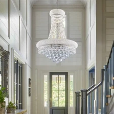 Luxury Rain Drop Crystal Chandelier 13-LightsSilver Empire Pendant Lamp 24in