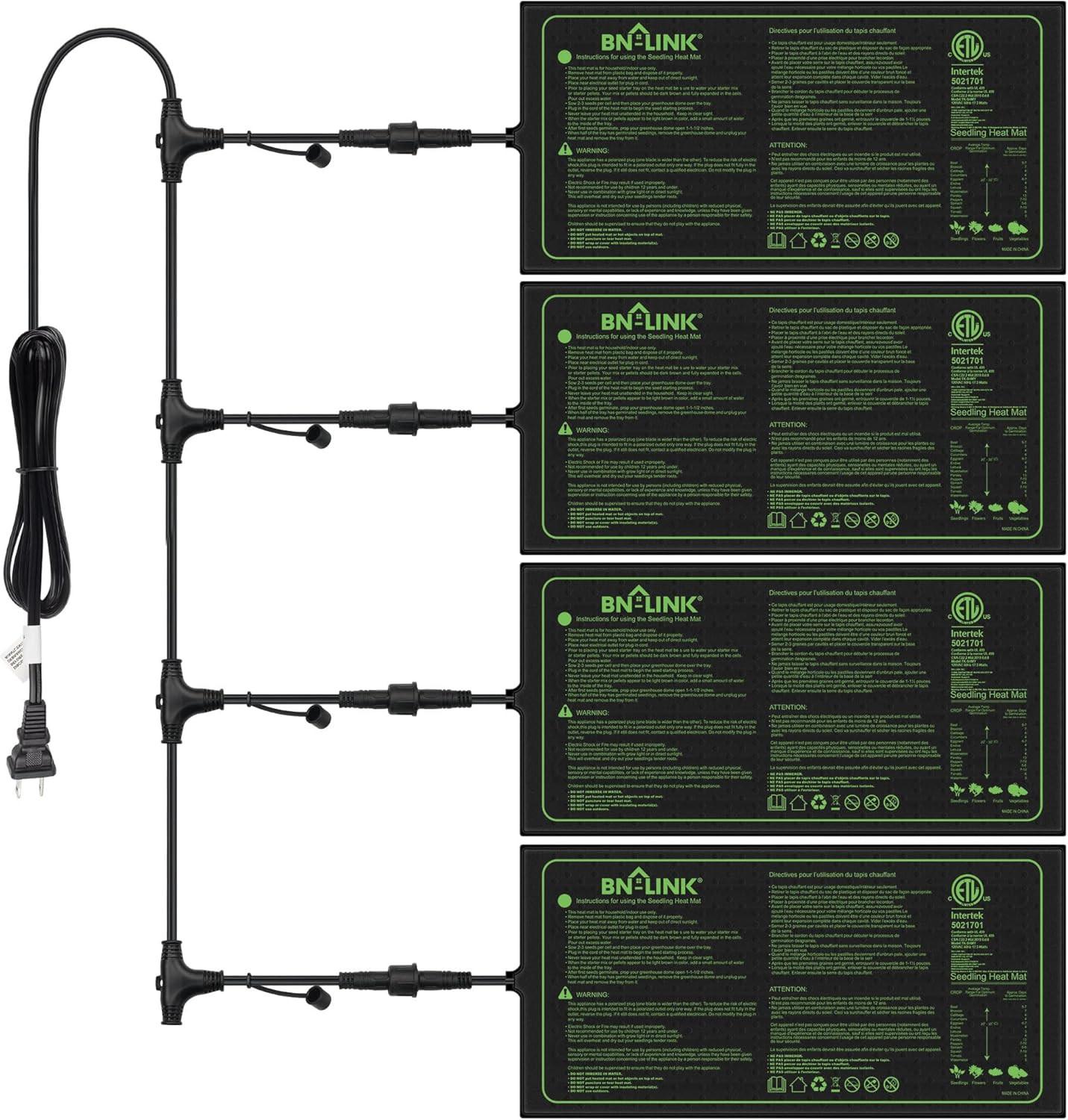 Daisy Chainable Seedling Heat Mat 4 Pack for Indoor Gardenin