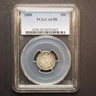 1888 SEATED LIBERTY SILVER DIME **PCGS AU58** FREE SHIP! G1629