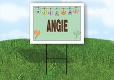 ANGIE WELCOME BABY GREEN 18 in x 24 in Yard Sign Road Sign with Stand