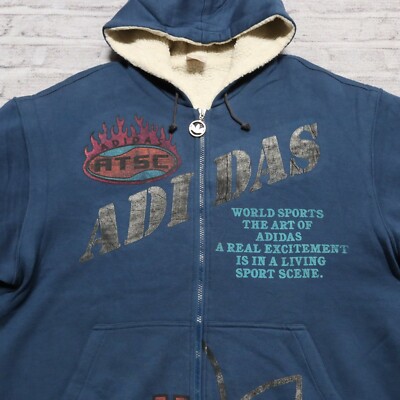 Vintage 90s Adidas Trefoil Big Logo Hoodie Sweater Jacket Size L