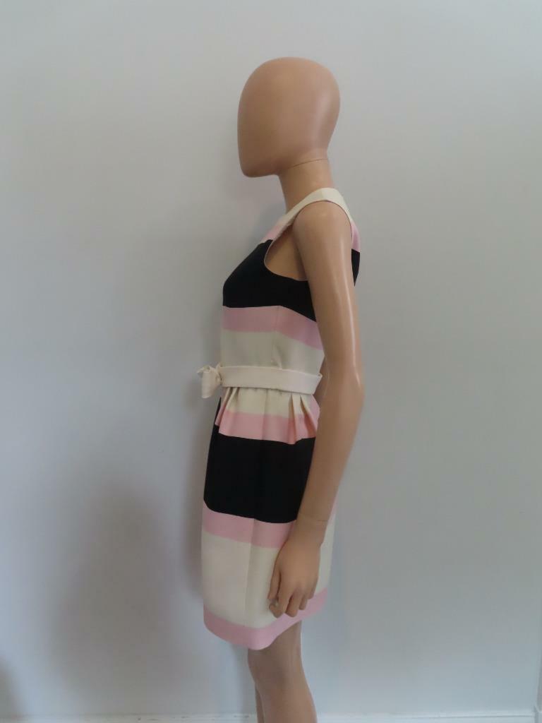 NWT Valentino Ivory/Pink/Black w/ Bow Belt A-Line Dress Size