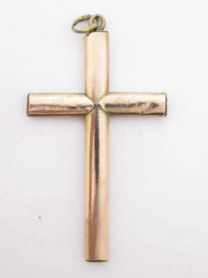 Old Antique Victorian Large Christian Gold Filled Cross Necklace