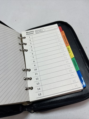 Cartera de cuero negra Monty planificador de día con páginas organizadoras de negocios - Imagen 11 de 24