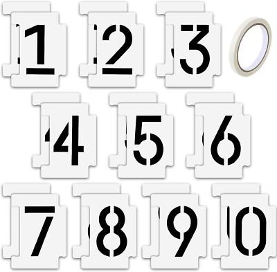 Number Stencils 4 Inch Curb Stencil Kit For Address Mailbox Painting 21 ...