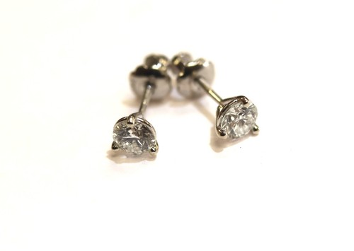 New GIA 14k white gold .61ct SI2 I1 E round diamond Martini stud earrings