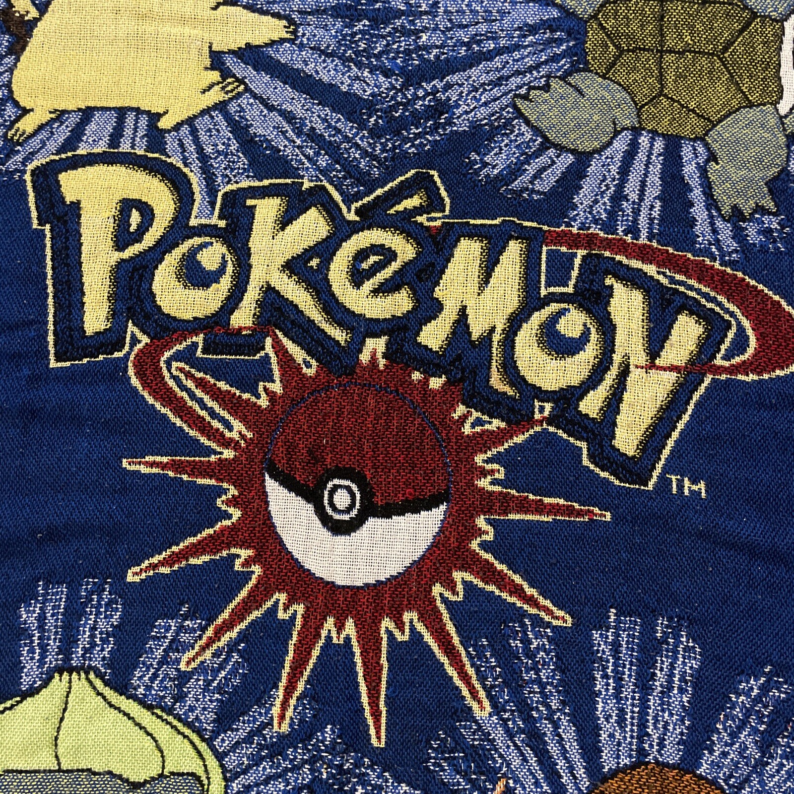 Vintage Pokemon Throw Blanket Nintendo Water Fire Electric Grass