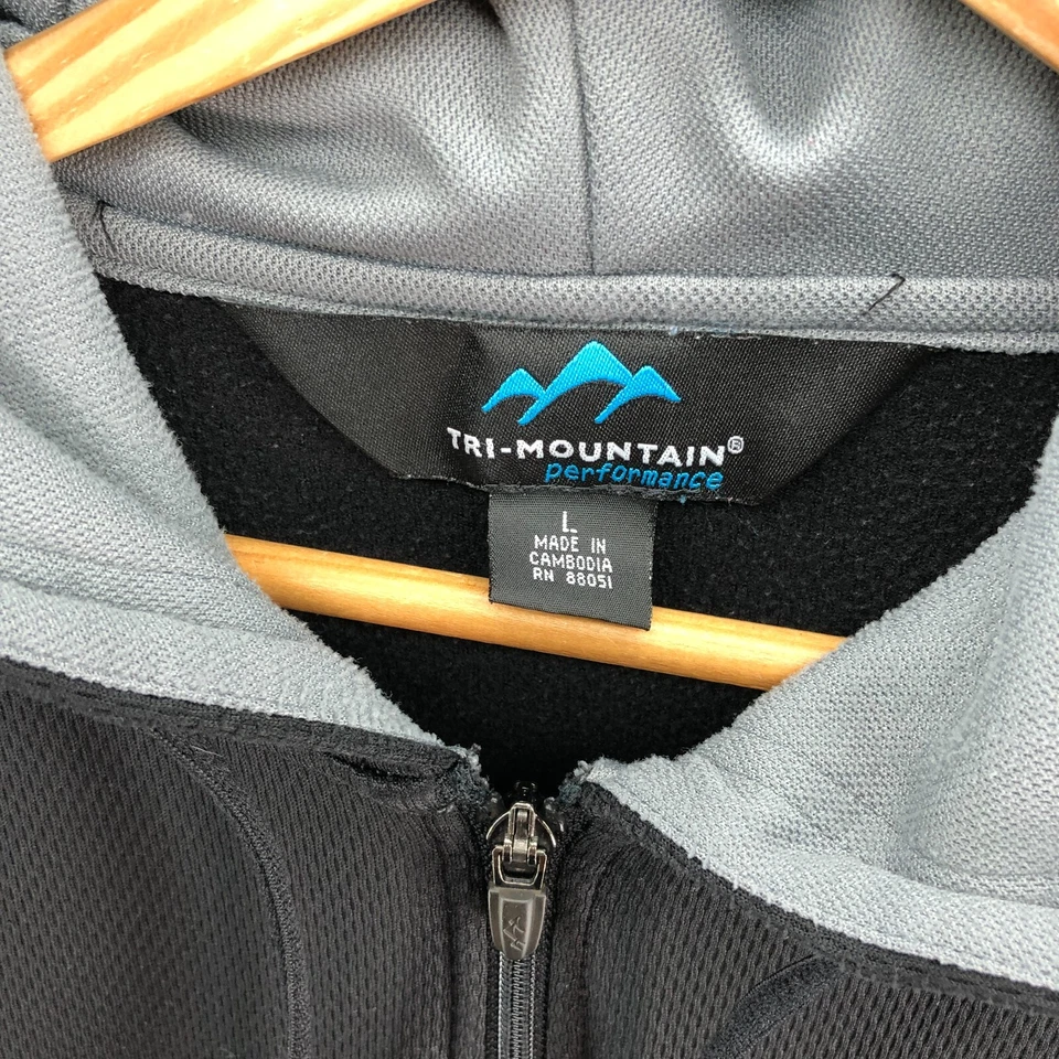 Tri-Mountain Performance Pullover Hoodie Sweatshirt Black Mens L 1/4 Zip Fleece - Image 3 of 4