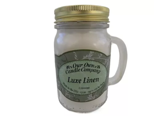 Our Own Candle Company Luxe Linen Scented 13 Ounce Mason Jar Candle