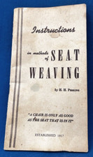 INSTRUCTIONS IN METHODS OF SEAT WEAVING BY H.H. PERKINS  WOODEN PEGS