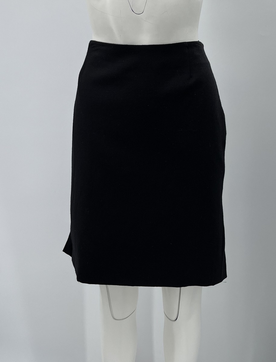 51 VALENTINO ROMAスカート Valentino Roma Black Wool A-Line Pleated-Back Knee-Length
