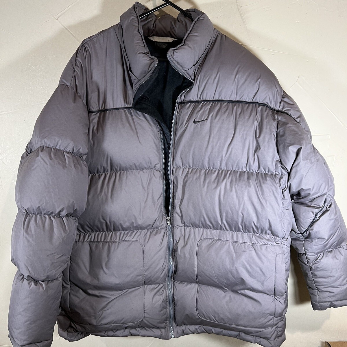 【USED】 NIKE down jacket y2k S Vtg Nike Y2K Silver Duck Down Puffer Jacket Full Zip Sz XL Gray