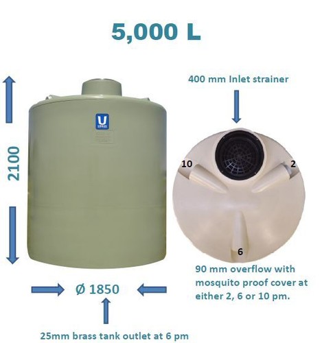 5000LT Urban Poly Round Rain Water Tank - Delivery to Melbourne & Surrounds - Picture 2 of 3