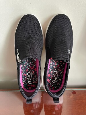 Ryka Shoes Sneakers Slip On Black Surround Fit Size 7M