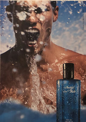 2001 Davidoff Cool Water Cologne PRINT AD Eau De Toilette VTG 2000s Double Sided