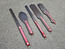 Handmade Spanking Genuine Leather Paddle 5 Pcs Set Flogger Whip Mature Gift 
