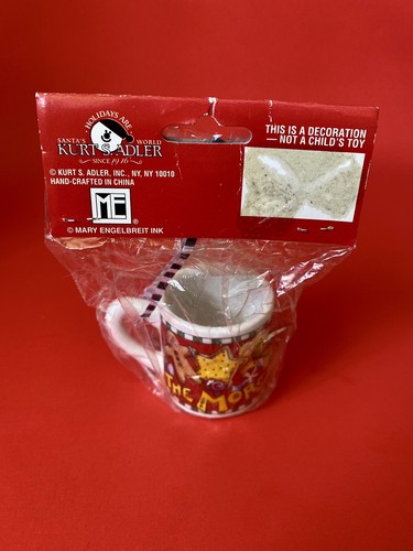 Rare Mary Engelbreit Mini 2” Christmas Cocoa/Coffee Cup Ornament Retired New - Picture 4 of 6