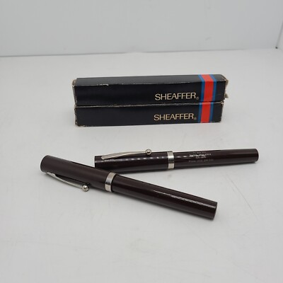 2 Vintage Sheaffer Ballpoint Pens Dayton Hardware & Supply W Box Need Ink Brown 