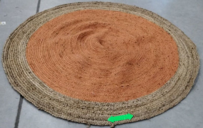 ORANGE / NATURAL 6' X 6' Broken Thread Rug, Reduced Price 1172727379 NF801B-6R