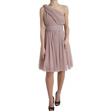 DOLCE & GABBANA Dress Pink One Shoulder Pleated Lame Tulle IT40/US6/S 5630usd