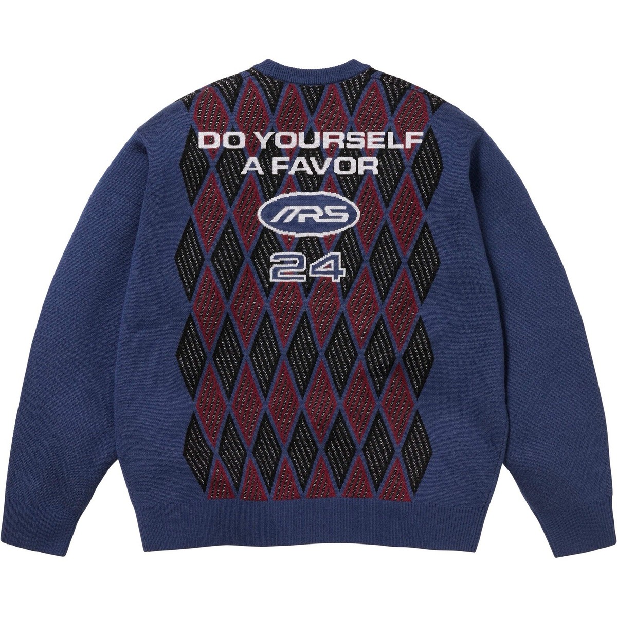 Supreme x Martine Rose Jacquard Knit Logo Sweater in Blue FW24 