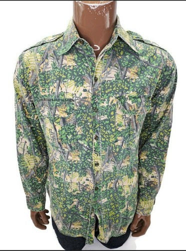 80s BUSHLAN CAMO Vintage Mens Shirt 