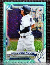 JASSON DOMINGUEZ - 2021 BOWMAN CHROME PROSPECT AQUA SHIMMER REFRACTOR    #ED/125
