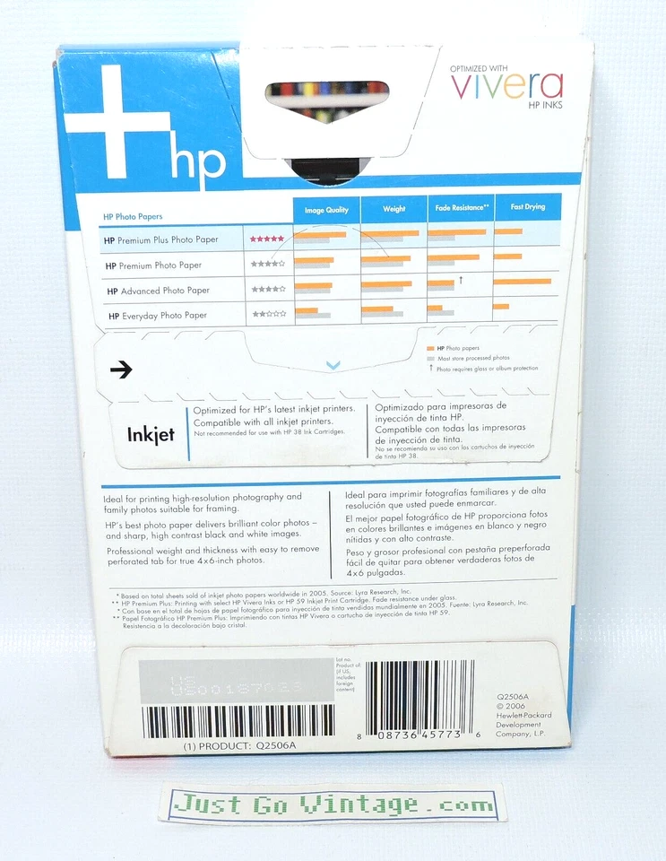 LOT 2 HP Gloss Premium Plus Inkjet Photo Paper 25 8.5x11 + 60 4x6 Sheets NEW NIB - Image 4 of 4