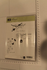 Stampin' Up Up in the Air set of 3 Stamps Birds Flowers Butterflies