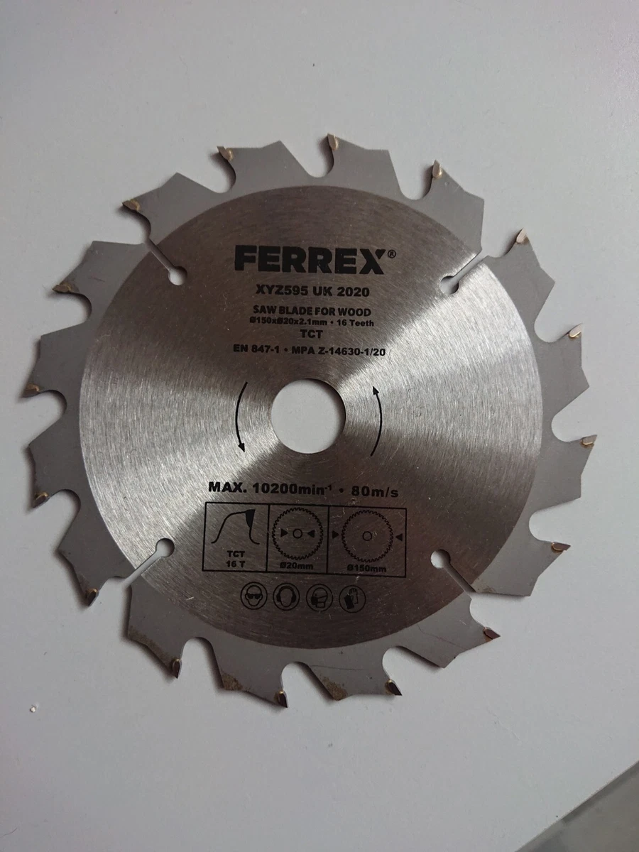 Ferrex 150mm x 20 2 1mm BORE x 16 Teeth CIRCULAR SAW BLADE FOR WOOD