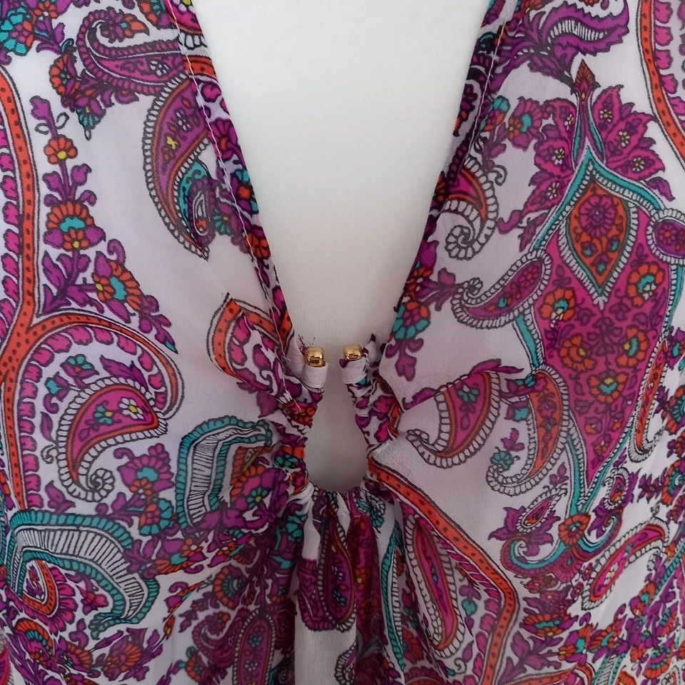 TU Clothing M Sheer Paisley Print Coverup Kimono Top - Image 2 of 4