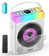 Portable CD Player with Bluetooth  RGB Lights, 4000mAh Rechargeable Personal...