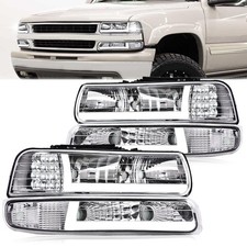 Led Drlhd Headlightbumper Lamps Chrome Fits 99-02 Chevy Silverado 1500 2500
