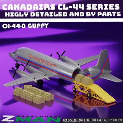 1/200 Canadians Canadair CL-44-O GUPPY airliner Unpainted Model 3D Printed Model