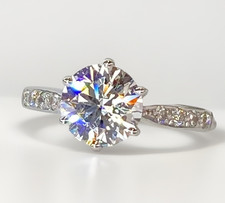 18ct White Gold 1.80ct Diamond Ring Certified D / VVS Lab Grown 3.80gr SizeN 1/2