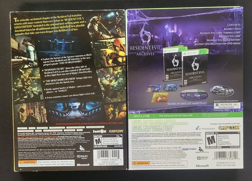 Resident Evil 5 Gold & 6 Archives Bundle (Xbox 360) Cib Completo con Fundas - Imagen 2 de 11