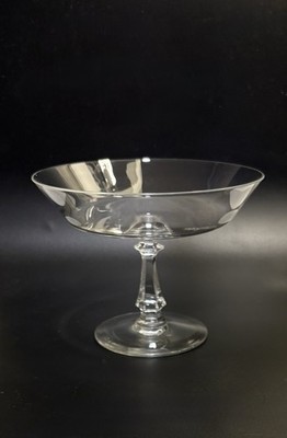 Val St Lambert Crystal Pedestal Footed Compote Candy Dish Bowl Signed Belgian