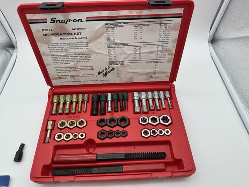Snap-on RTD42 42 Pc Fractional Metric Rethreading Tap Die Set USA Complete Read