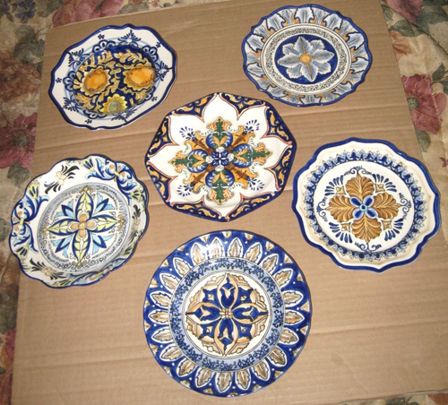 LOT of 6- I Godinger & Co. Hand Painted Plates Scalloped, COLLECTABLES - Afbeelding 1 van 8