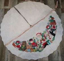 VTG Santas Best Christmas Tree Skirt-WOODLAND CREATURES-FURRY FRIENDS-colorful