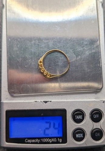 Antique 18ct Yellow Gold Ring Year 1938 Diamond 5-Stone Diamond UK Ring Size N - 第 6/6 張圖片