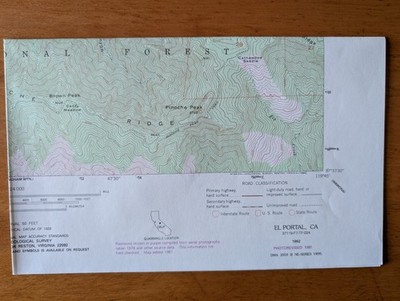 USGS Topo Map 7.5' Quad El Portal, CA 37119-F7-TF-024 (1992, photo revised 1981)