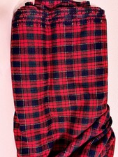 VTG WOOL Blend Fabric Red Green Tartan Plaid Kilt Upholstery Material 10.72 Yd