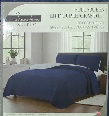 Quilt SET 3 Pce Full Queen Quilt & 2 Shams by Signature Suite 86x86